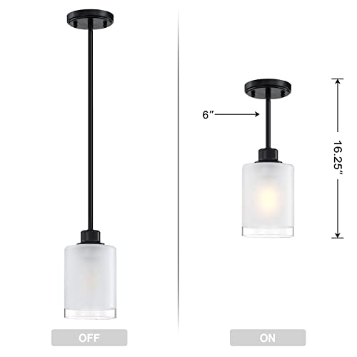 3 Pack 1-Light Industrial Farmhouse Pendant Ceiling Light Frosted Glass Black Finish S5000