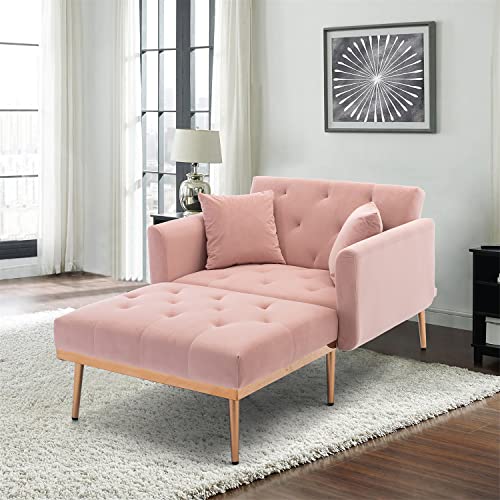Beige Velvet Chaise Lounge Chair with Adjustable Backrest R43144