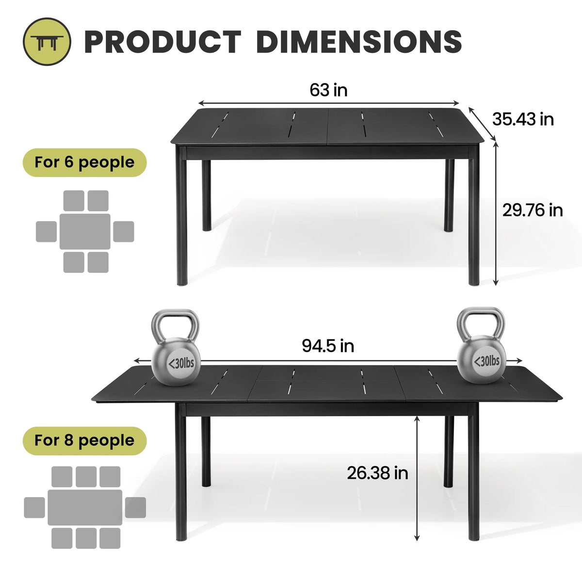 Expandable Aluminum Outdoor Dining Table M1225
