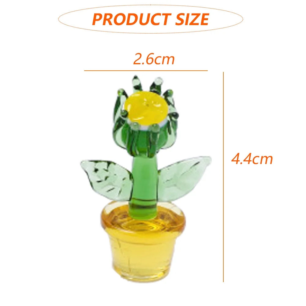 Handmade Blown Glass Cactus Figurines Desk Decorations G61239