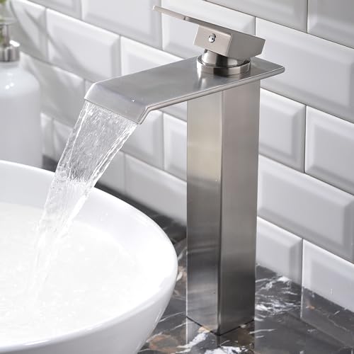 Black Single Handle Stainless Steel Waterfall Vessel Sink Faucet N71080