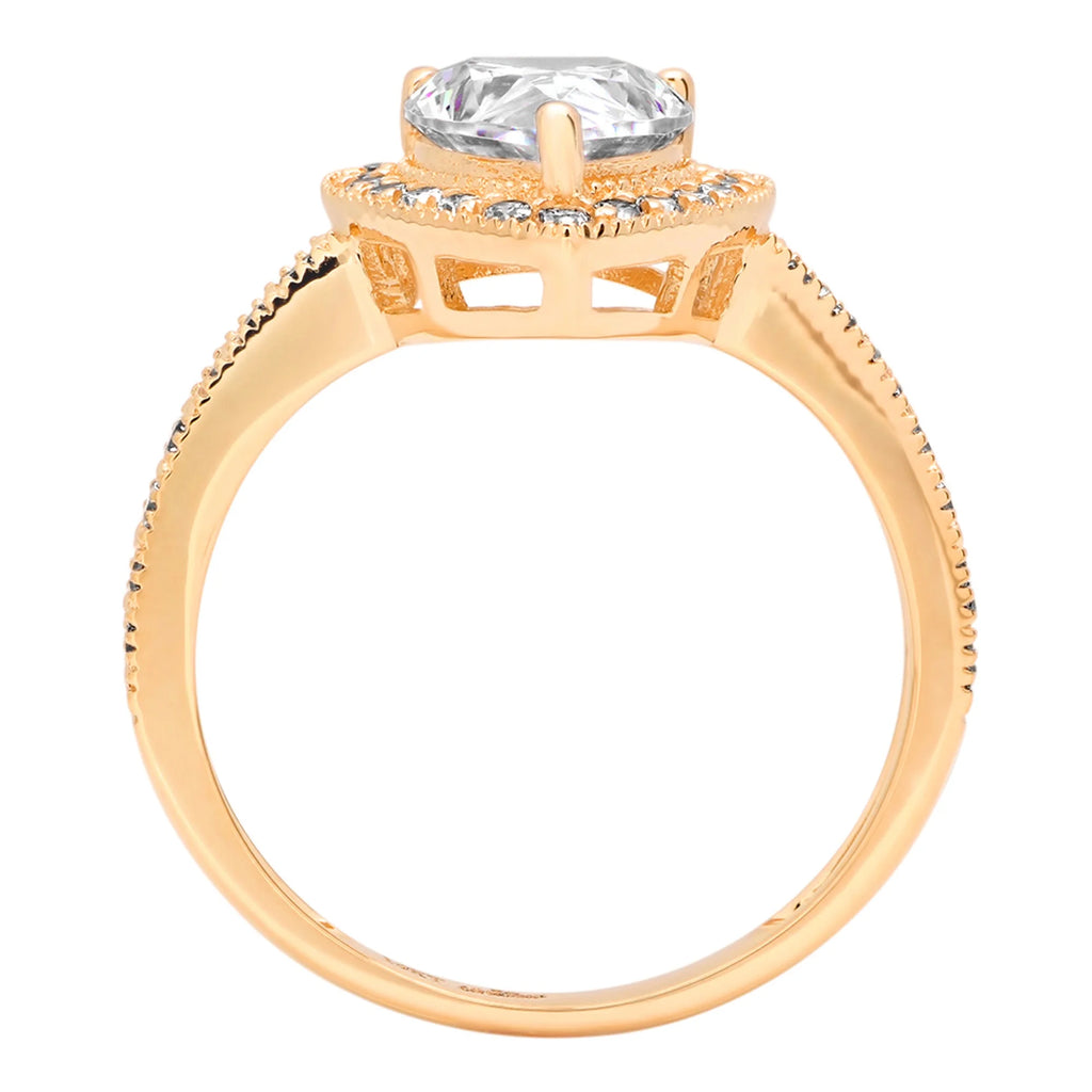 14K Yellow Gold Halo Engagement Ring With Diamond C605