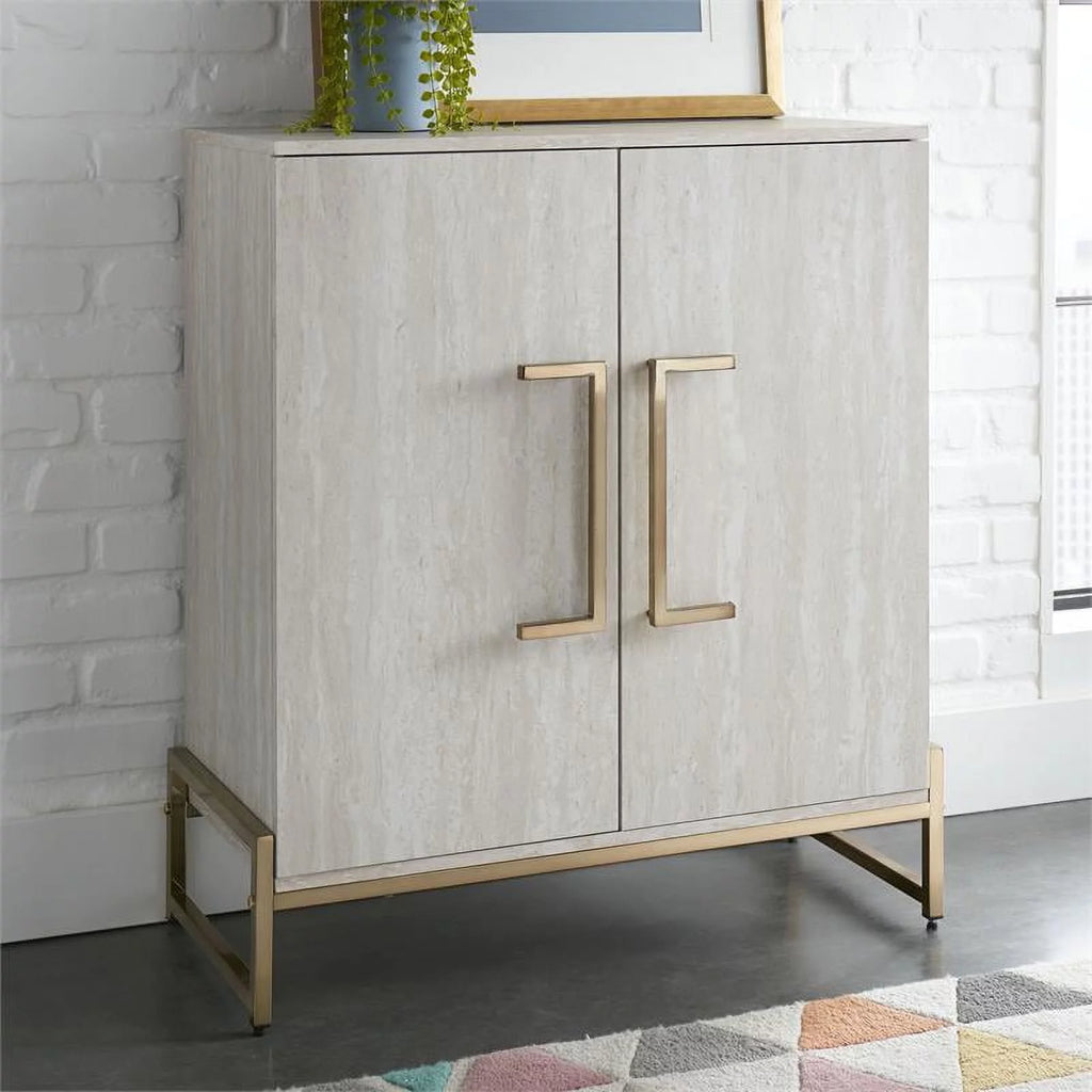 Faux Marble and Gold Metal Base Wine Cabinet K8208