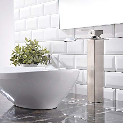 Black Single Handle Stainless Steel Waterfall Vessel Sink Faucet N71080