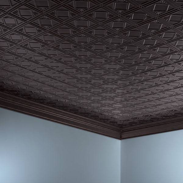Smoked Pewter 2ft x 4ft Glue Up Vinyl Ceiling Tile (5 Pack) G433824