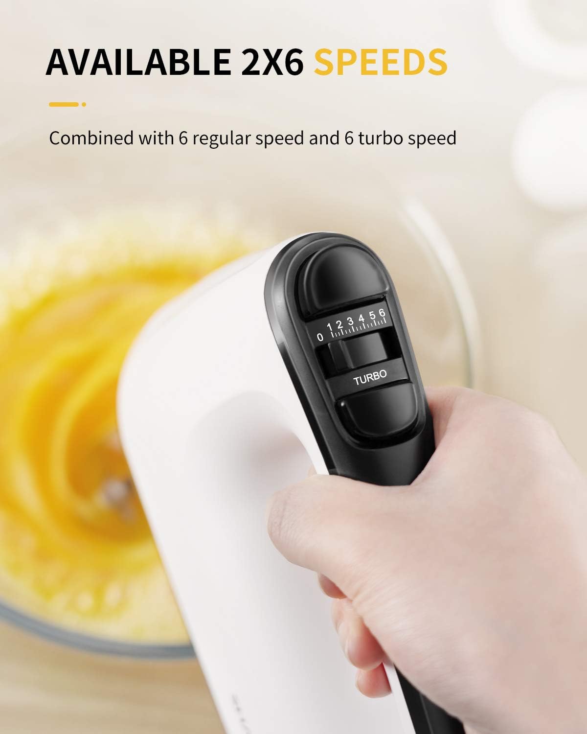 White 6 Speed Handheld Mixer with 5 Stainless Steel Accessories R5317
