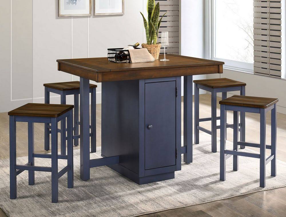 5-Pc Dark Oak Counter Height Table Set R367