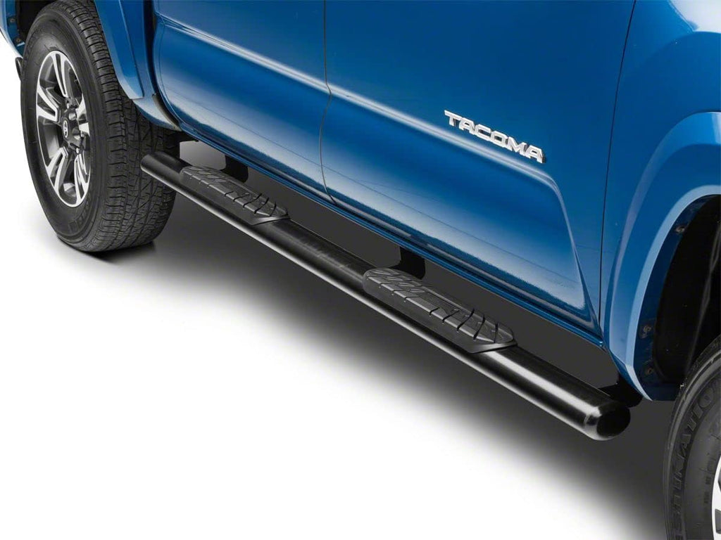 Black 4-Inch Oval Straight End Side Step Bars W78365