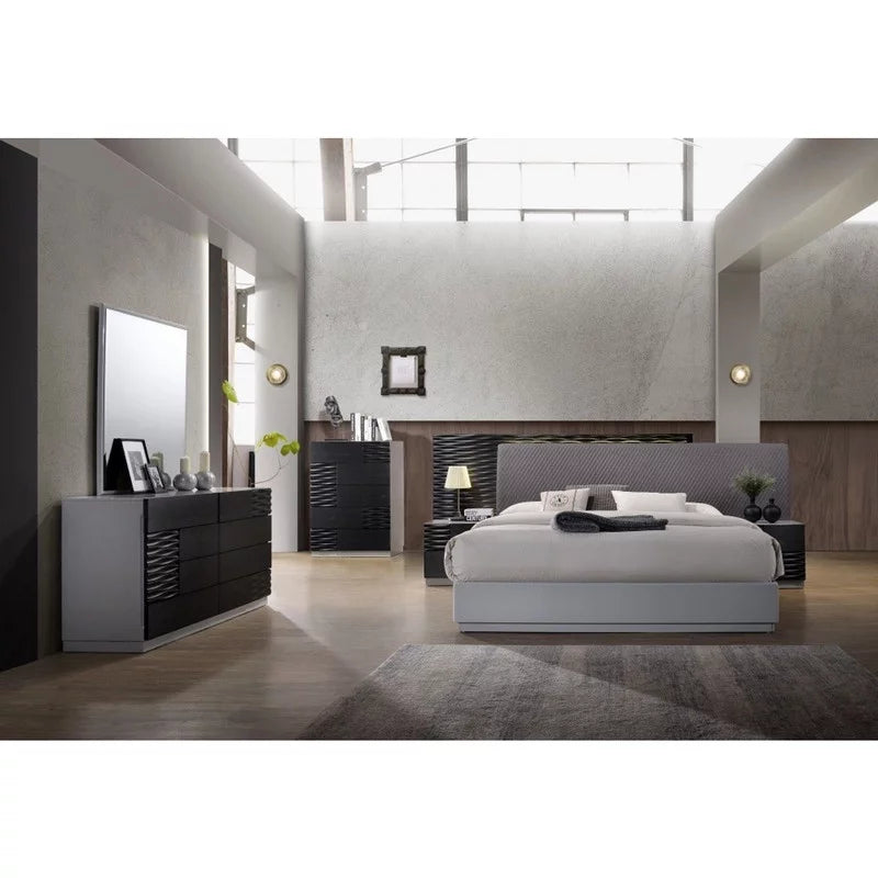 Black Gloss and Gray Gloss Queen 3-Piece Bedroom Set I72360