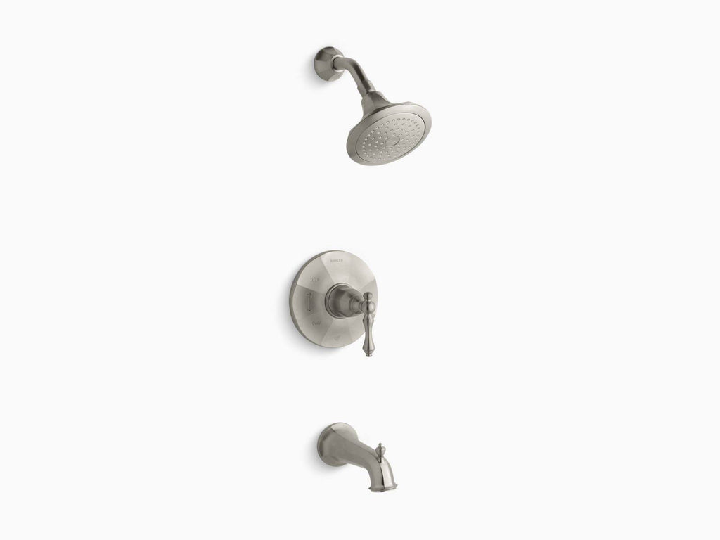 Bath and Shower Valve Trim with Lever Handle, Spout and 2.5 GPM Showerhead D7404