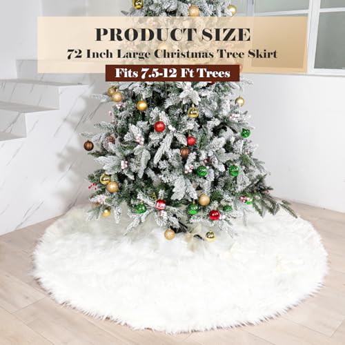 48 Inch White Faux Fur Christmas Tree Skirt D576