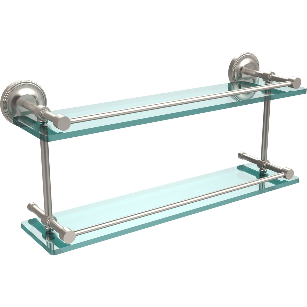 22x22 Double Glass Shelf with Gallery Rail Satin Nickel D634