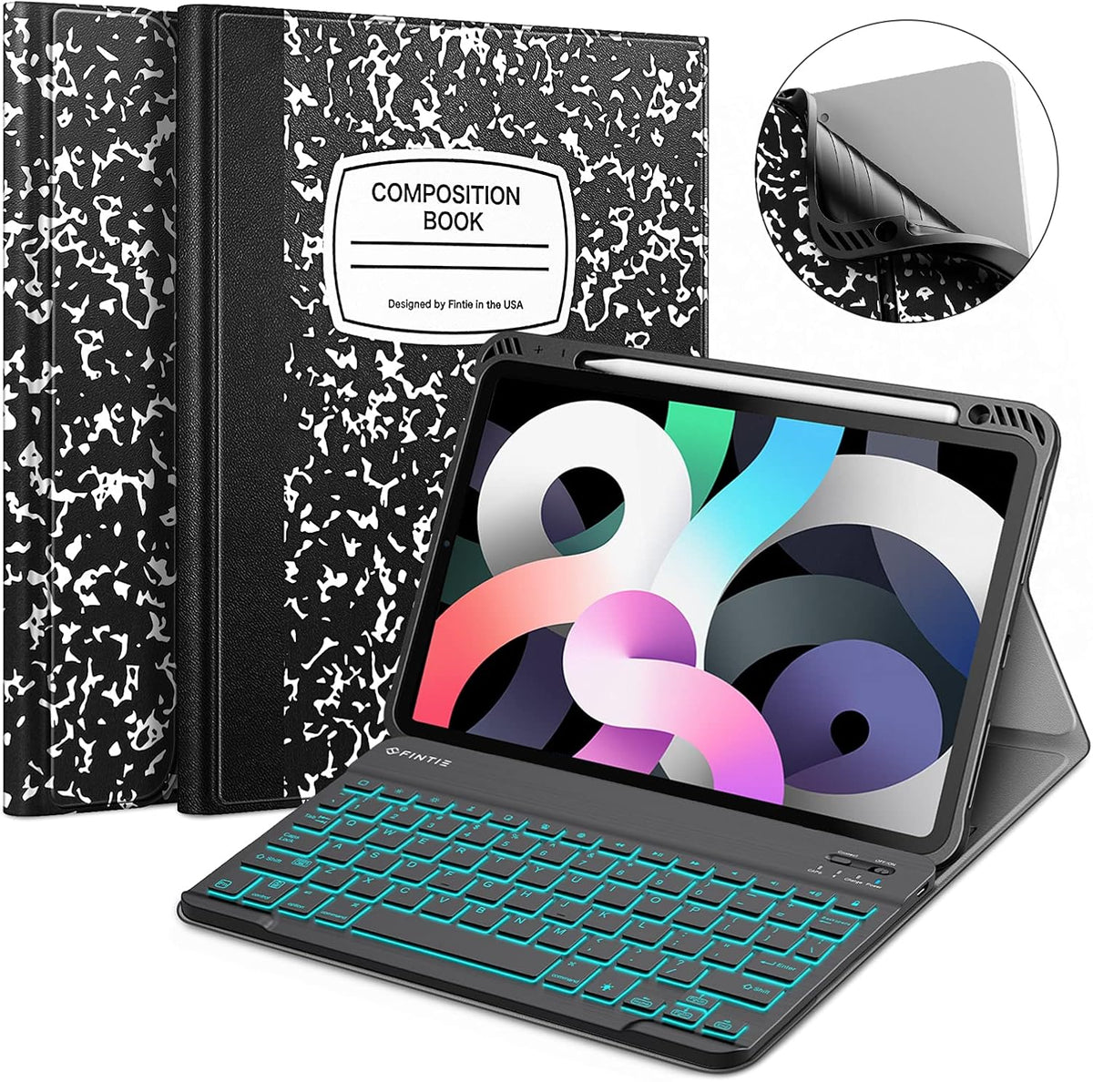 Green Keyboard Case for iPad Air 4th Generation 10.9 Inch 2020 with Detachable Bluetooth Keyboard P26934