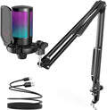 USB Gaming Microphone Kit with Mute Button, Volume Gain, RGB, Arm Stand A292358