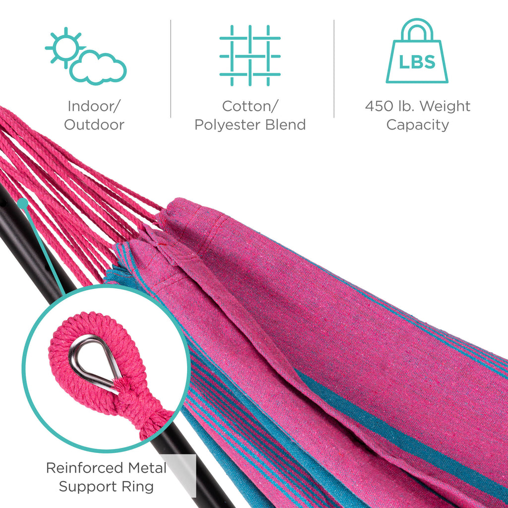 Cotton Double Hammock with Stand Set and Carrying Bag C4505