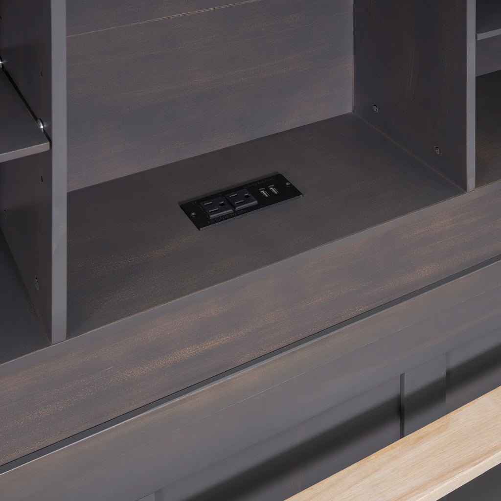 Twin Size Wood Platform Bed with Storage Headboard and Trundle V636762