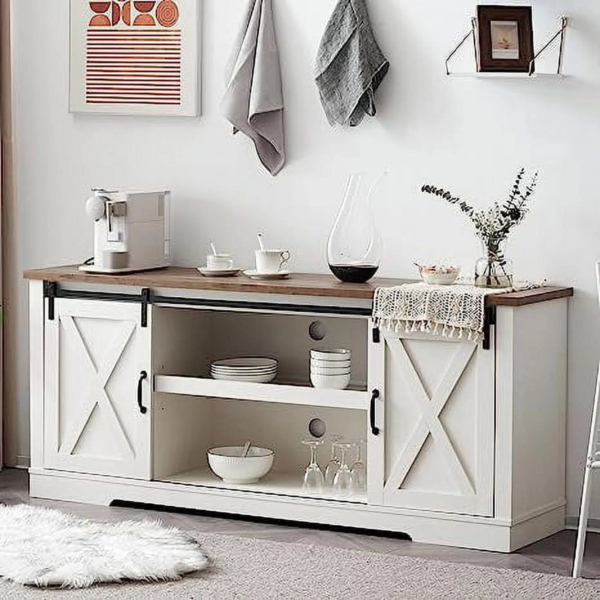 Farmhouse TV Stand for 75 Inches TVs C396