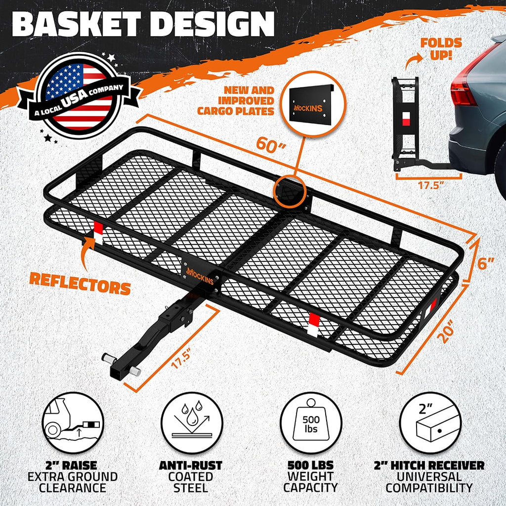 60"x20"x6" Hitch Mount Cargo Carrier with 16 CF Waterproof Bag F45389