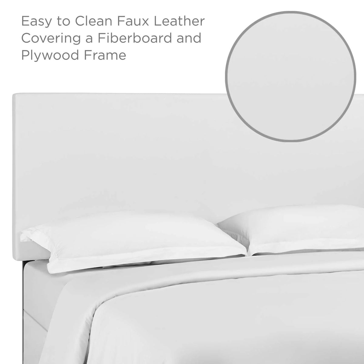 King California King White Upholstered Faux Leather Headboard X35149