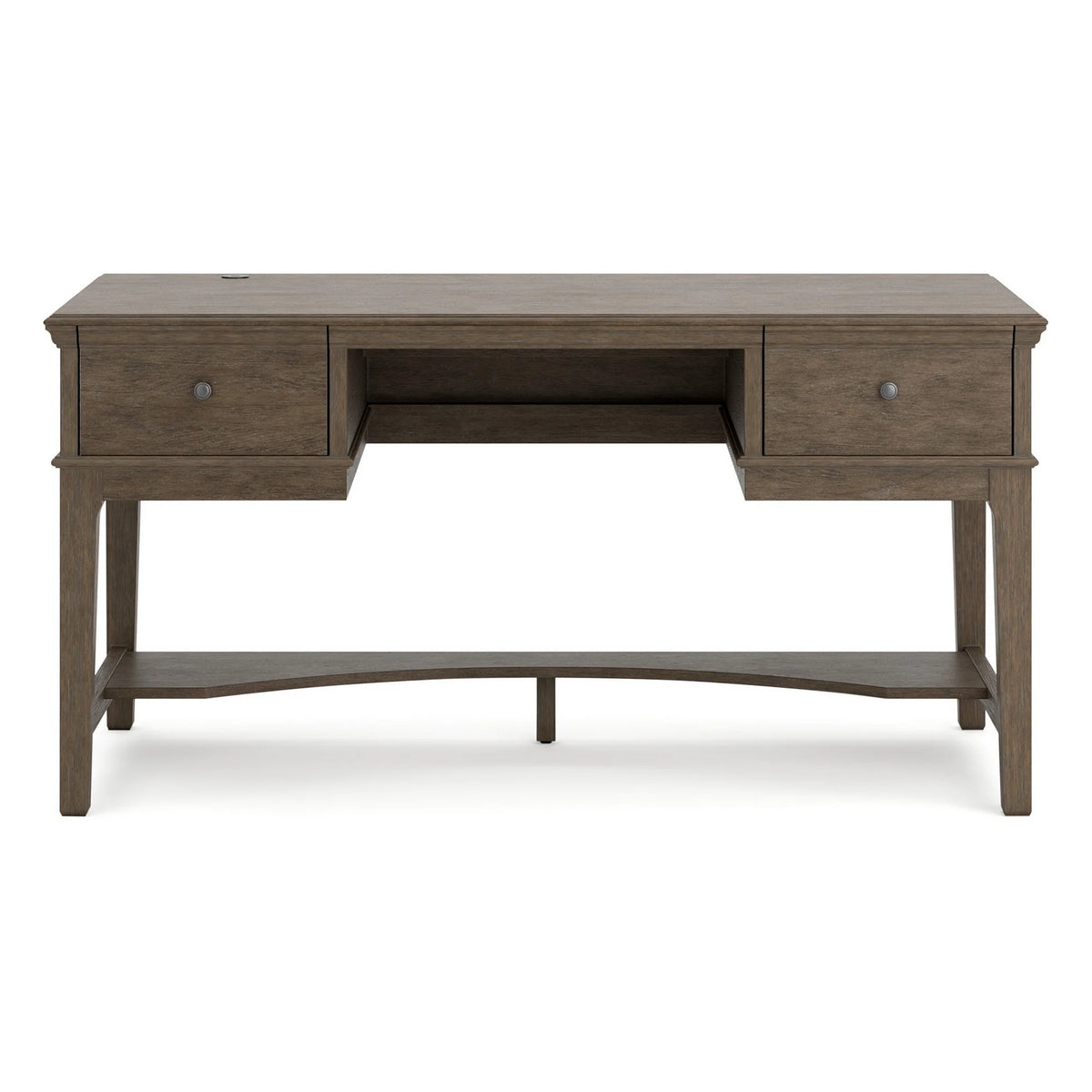 60 Inch Weathered Gray Wood Storage Desk with USB Ports Y663