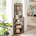 6-Tier Corner Wood Bookcase Rustic Brown E943