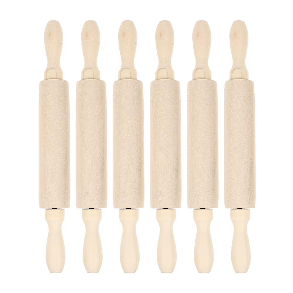 6 Pcs Wooden Rolling Pin Toy Playset M287