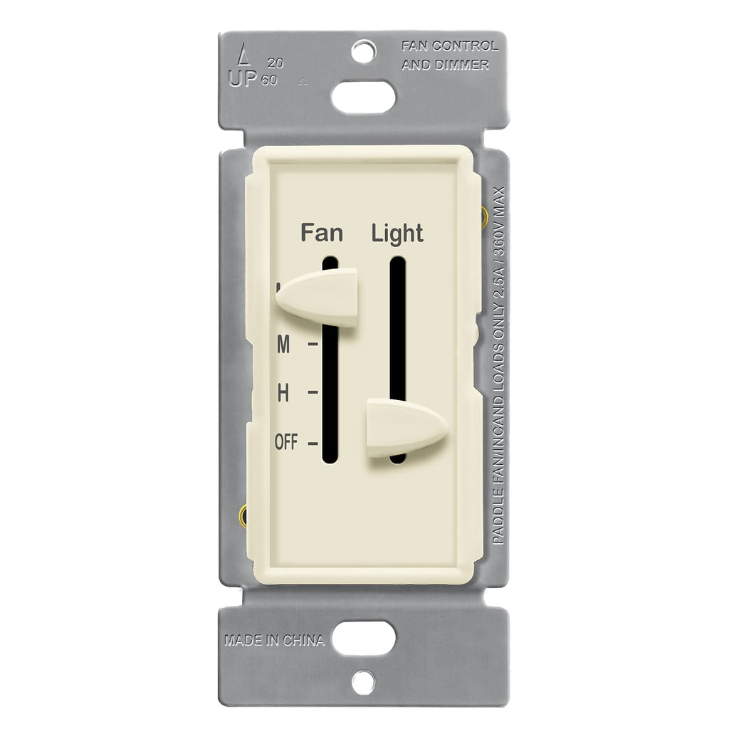 White 2.5A Ceiling Fan Control and LED Dimmer Light Switch W15390