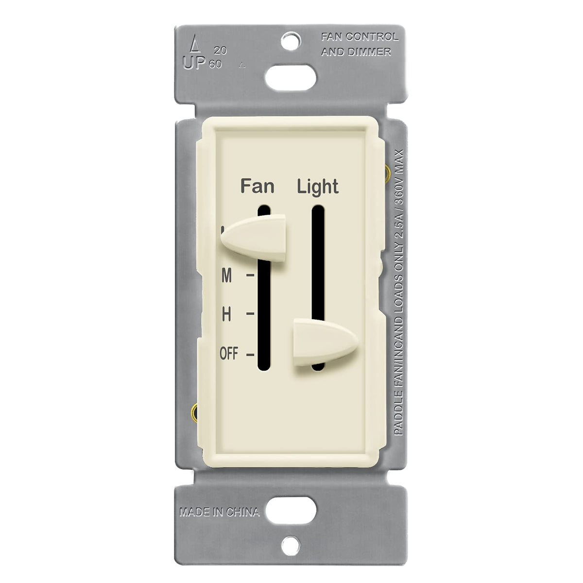 White 2.5A Ceiling Fan Control and LED Dimmer Light Switch W15390