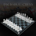 Solid Glass Chess Pieces with Padded Bottom Crystal Chess Board Play Set - 20x20cm M919361