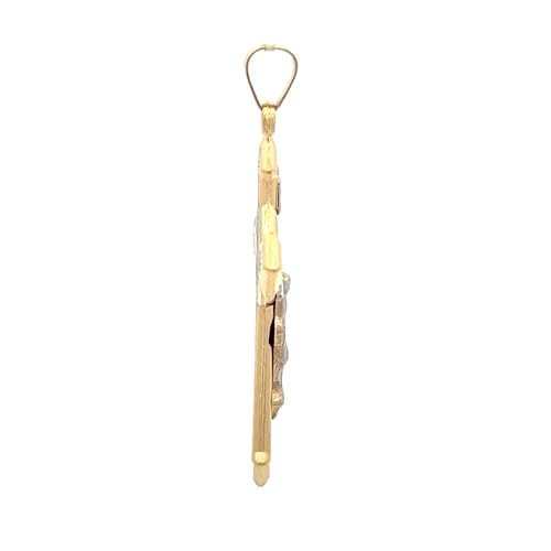 14k Two Tone Gold Saint Benedict Crucifix Cross Reversible Pendant M770822