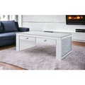 48" Silver Mirrored Coffee Table with Two Drawers D763039