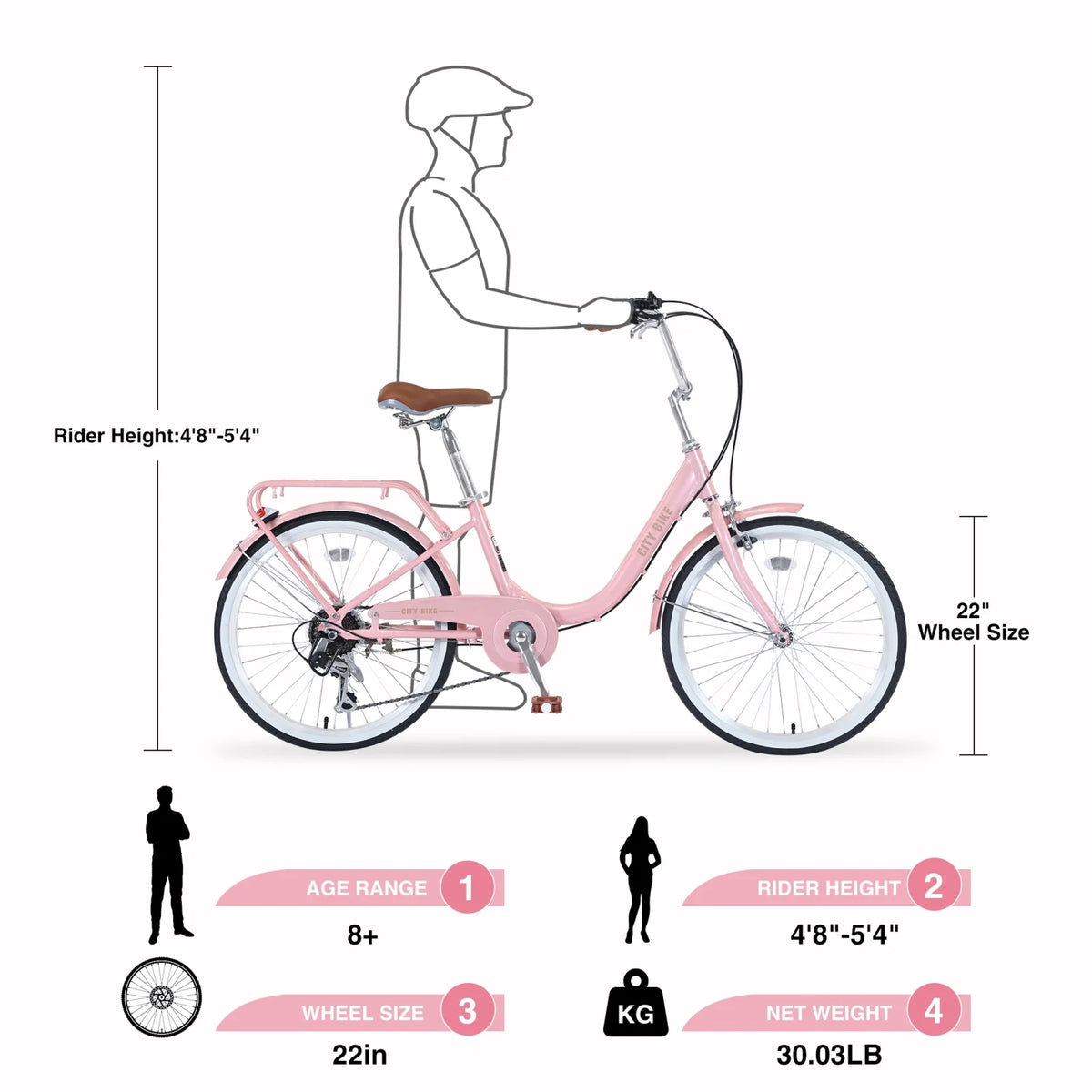 22 Inch 7 Speed Aluminium Alloy Girls Bike V716