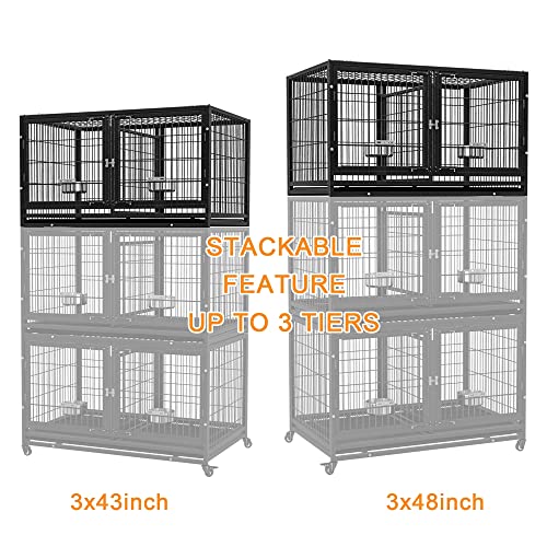 Heavy Duty Dog Crate Cage Kennel with Removable Wire Trays and Wheels L73253