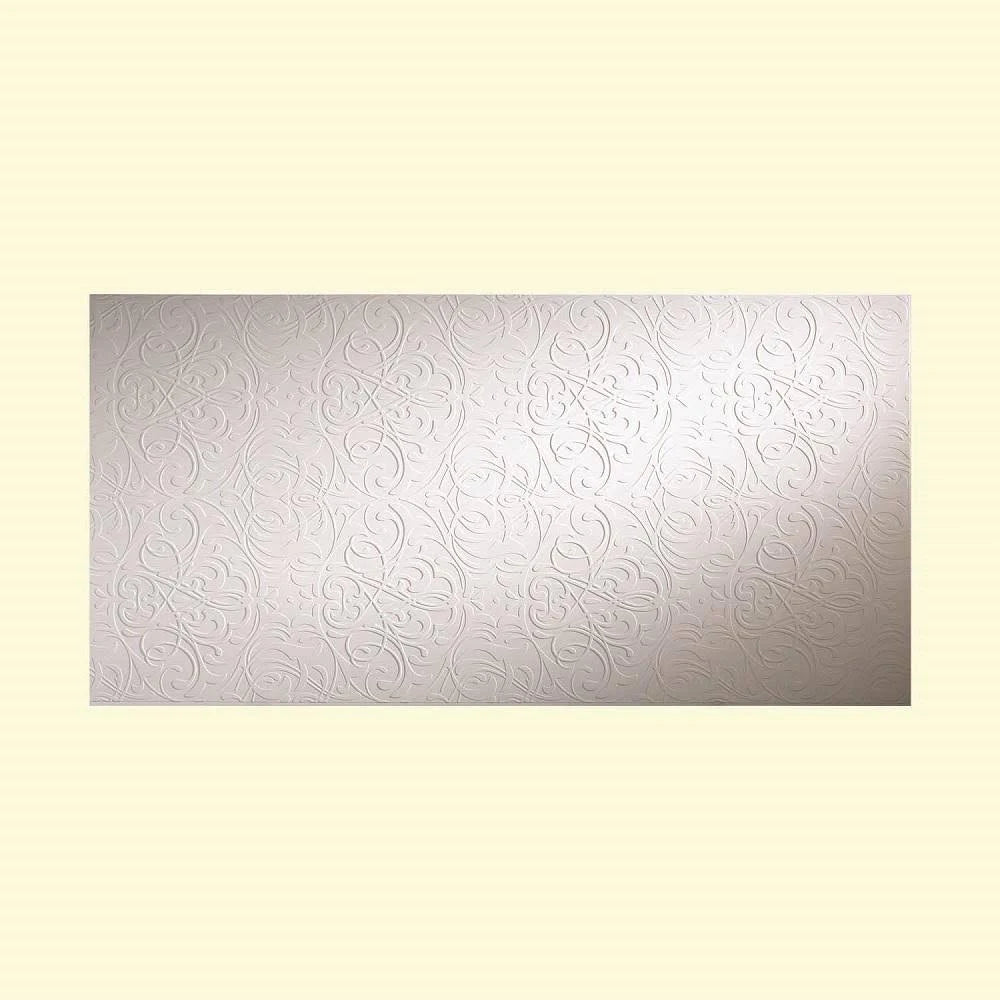 Damask Matte White 4-Foot x 8-Foot Wall Panel T5480