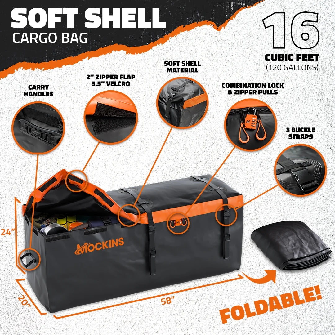 60"x20"x6" Hitch Mount Cargo Carrier with 16 CF Waterproof Bag F45389