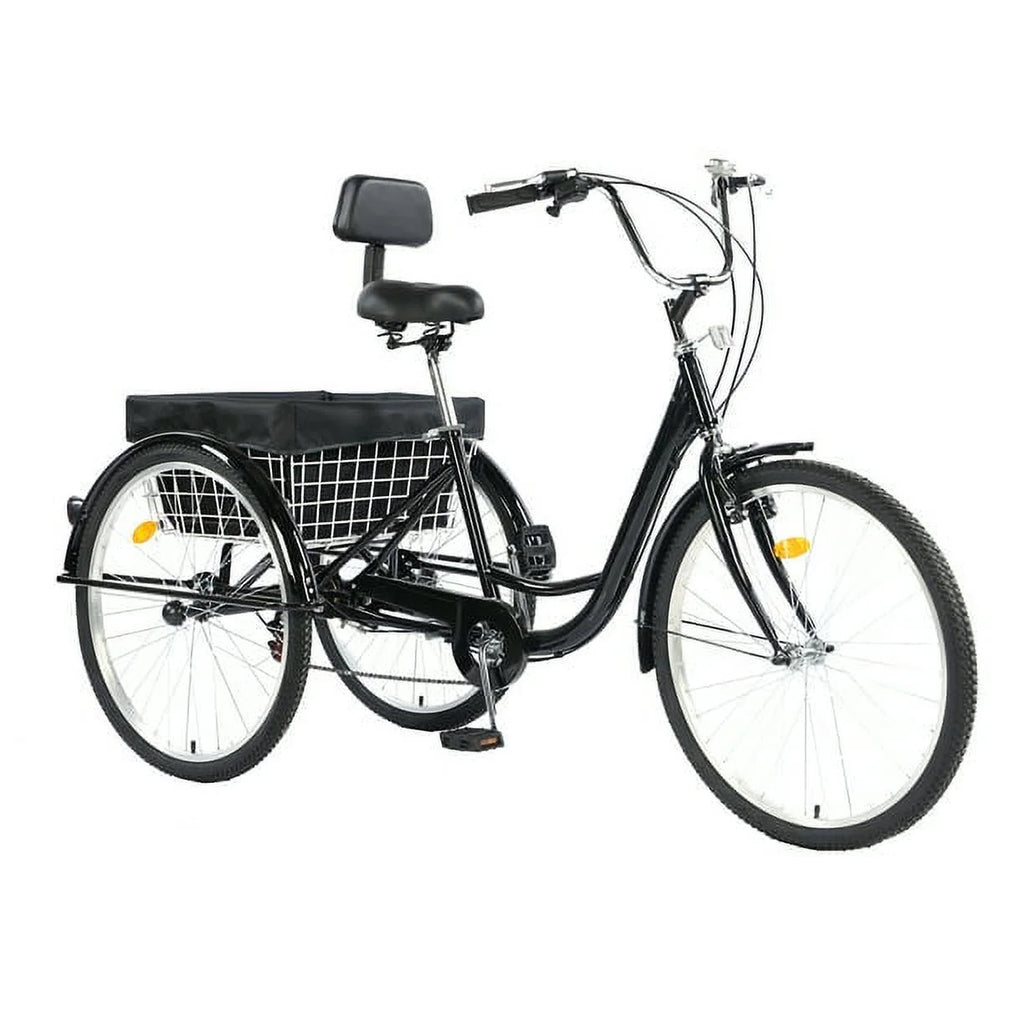 26 Inch 7-Speed 3-Wheel Bike (Black) M145
