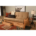 Natural Futon Frame with Mattress & Storage Drawers Full Size Y881