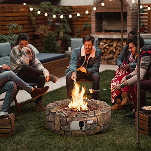 28 Inch Round Propane Gas Fire Pit with Lava Rocks & PVC Cover G703