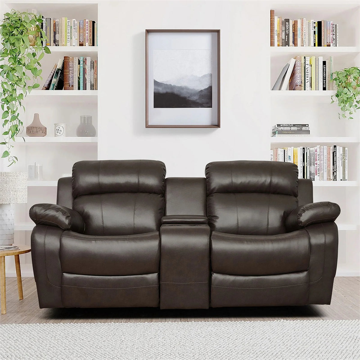 Brown Faux Leather 2-Piece Reclining Sofa Set J25533