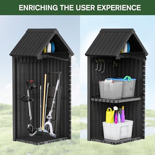 Outdoor Storage Shed Waterproof Resin Heavy-Duty Cabinet Light Brown S646687