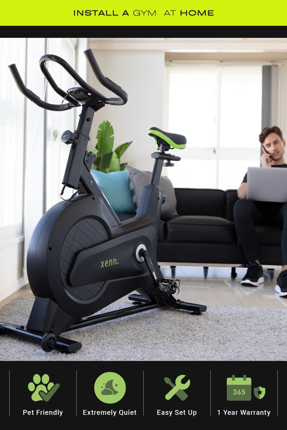 Exercise Bike Indoor Cycling Bike with Pulse Monitor, 256lbs Weight Capacity J333142