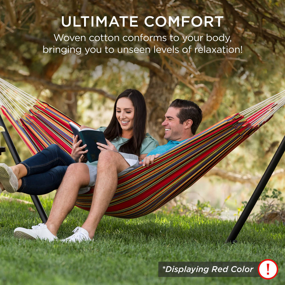 Cotton Double Hammock with Stand Set and Carrying Bag C4505