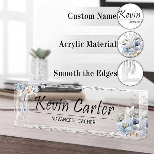 Acrylic Desk Name Plate (Purple Gold Marble) S9978