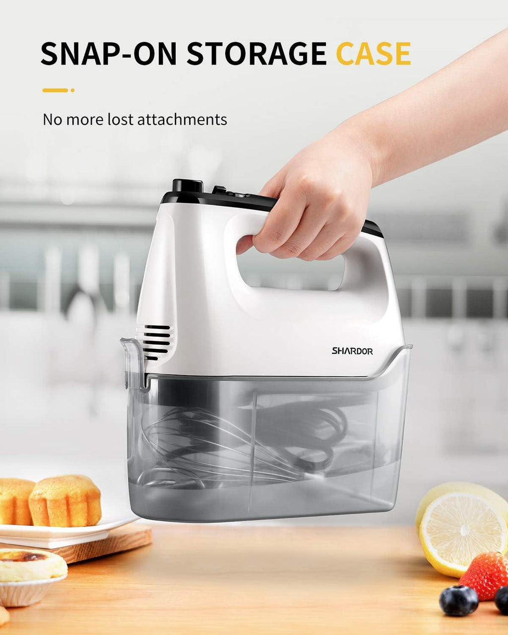 White 6 Speed Handheld Mixer with 5 Stainless Steel Accessories R5317