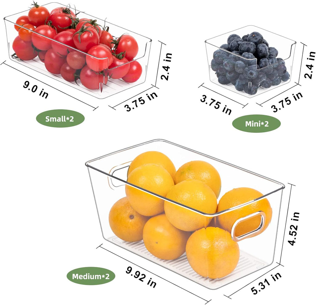 Clear Plastic Fridge Storage Bin, 9 PCS Stackable with Lids D944