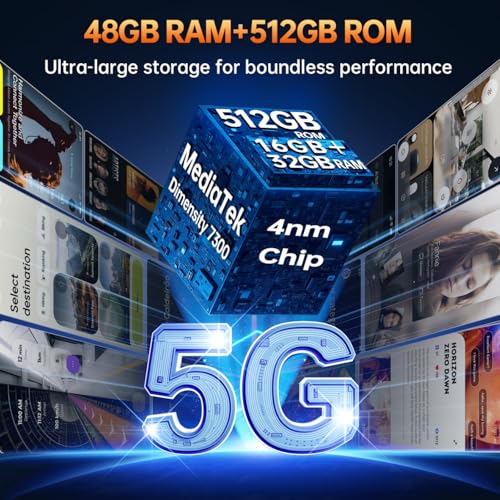 Rugged Smartphone 5G 33000mAh 48GB+512GB Unlocked Android 14 6.8'' FHD+120Hz 200MP I1488