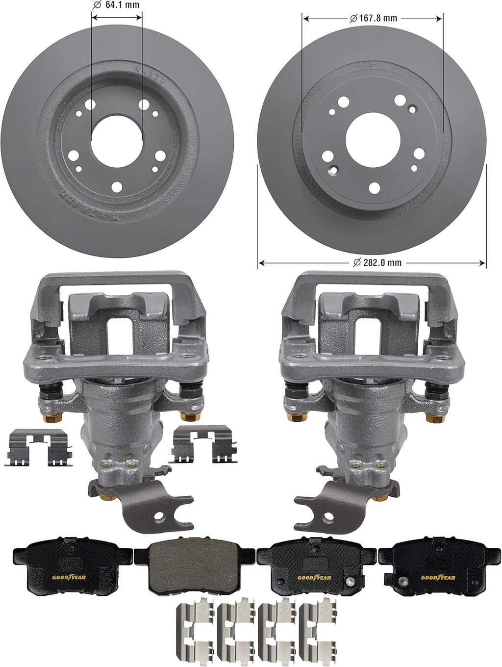 Rear Brake Kit Calipers Rotors Ceramic Pads S795