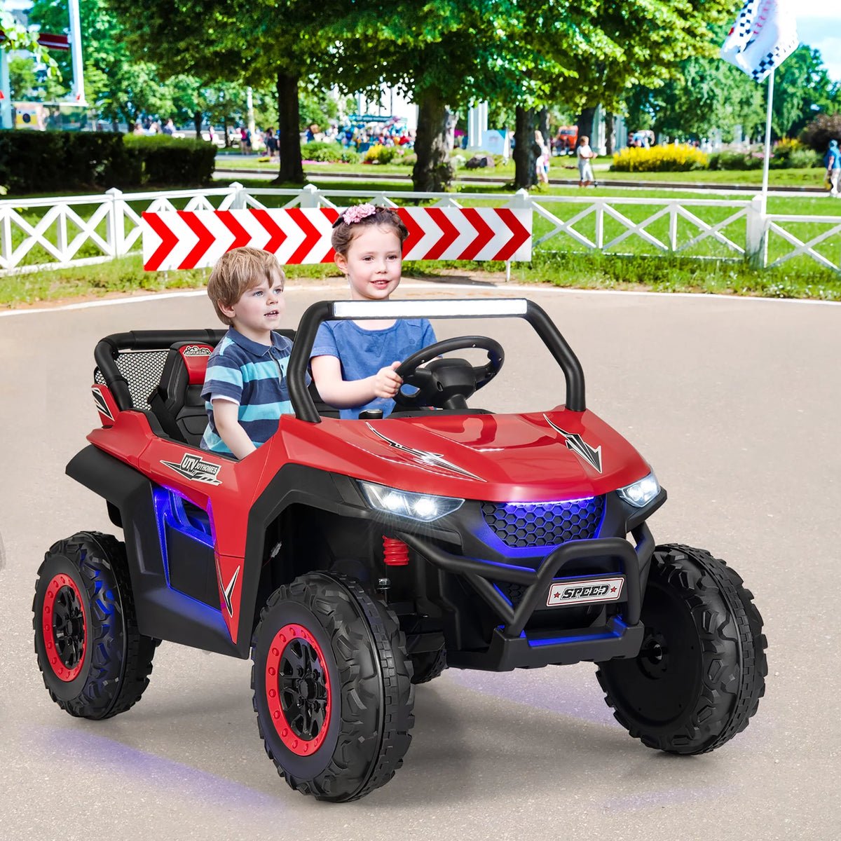 12V 2-Seater Kids Ride On UTV Electric Vehicle Pink E8047