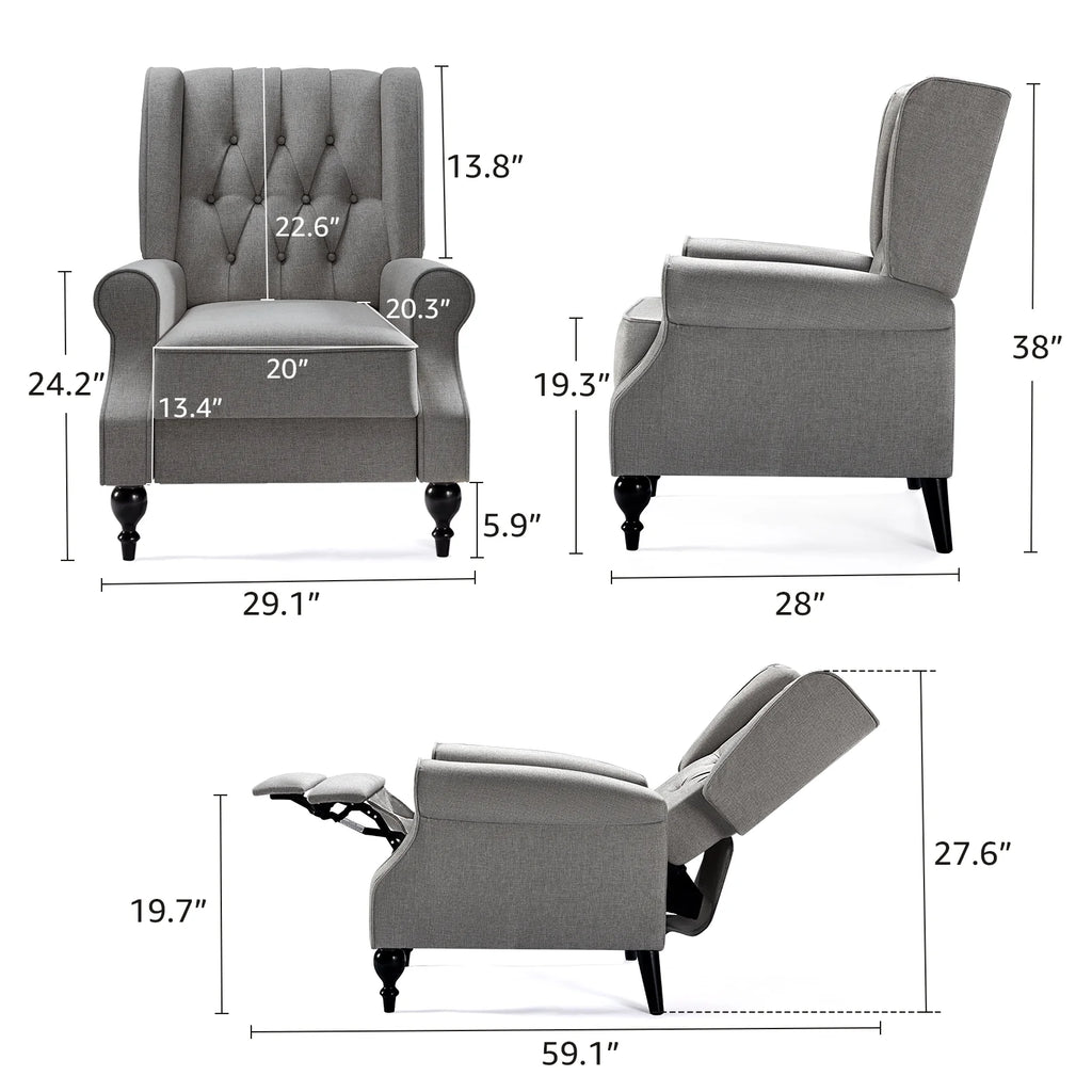 Dark Grey Upholstered Recliner Chair A685932