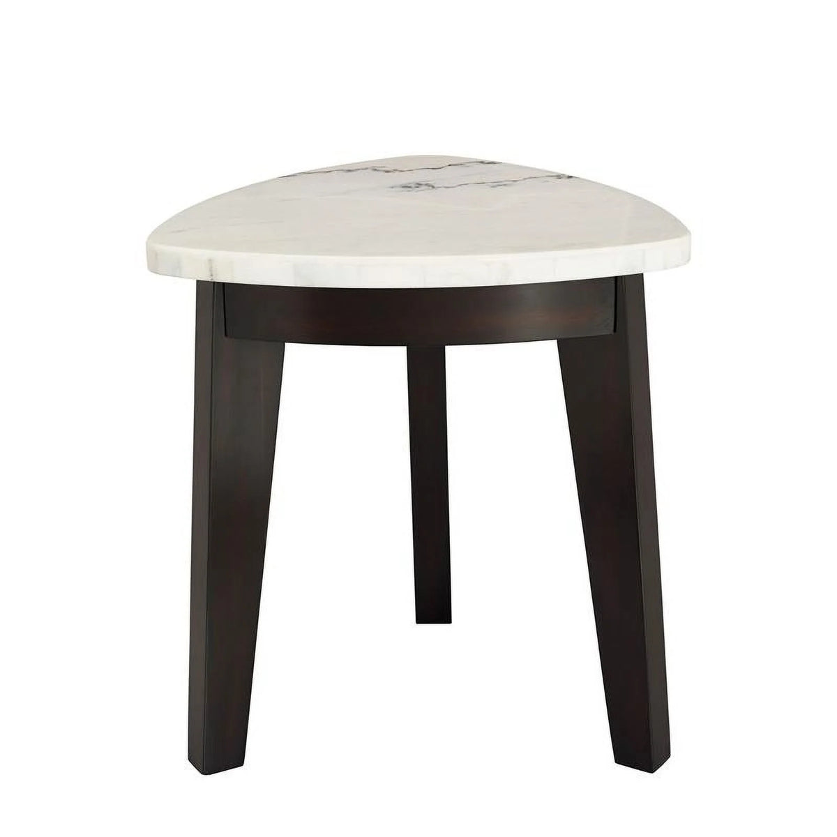 White Marble Top End Table with Black Base G718133